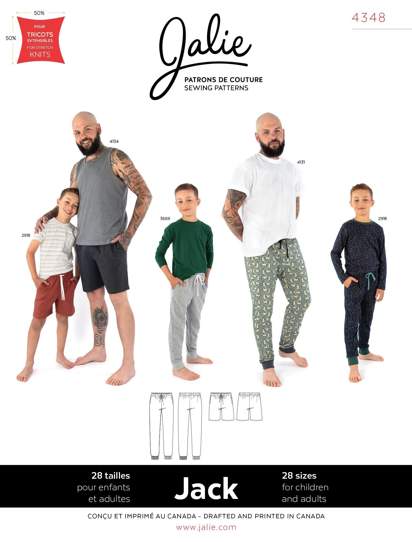 4348 // JACK Pull-on jersey lounge pants and shorts
