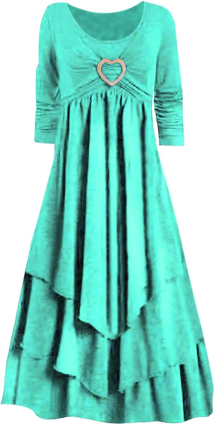 Boho Dress for Womens Summer Short Sleeve V Neck Button Midi Dresses Casual Loose Vacation Clothes with Pockets