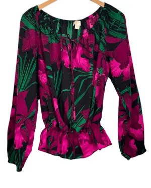 Bright Winter Iris Print Tie-Front Blouse