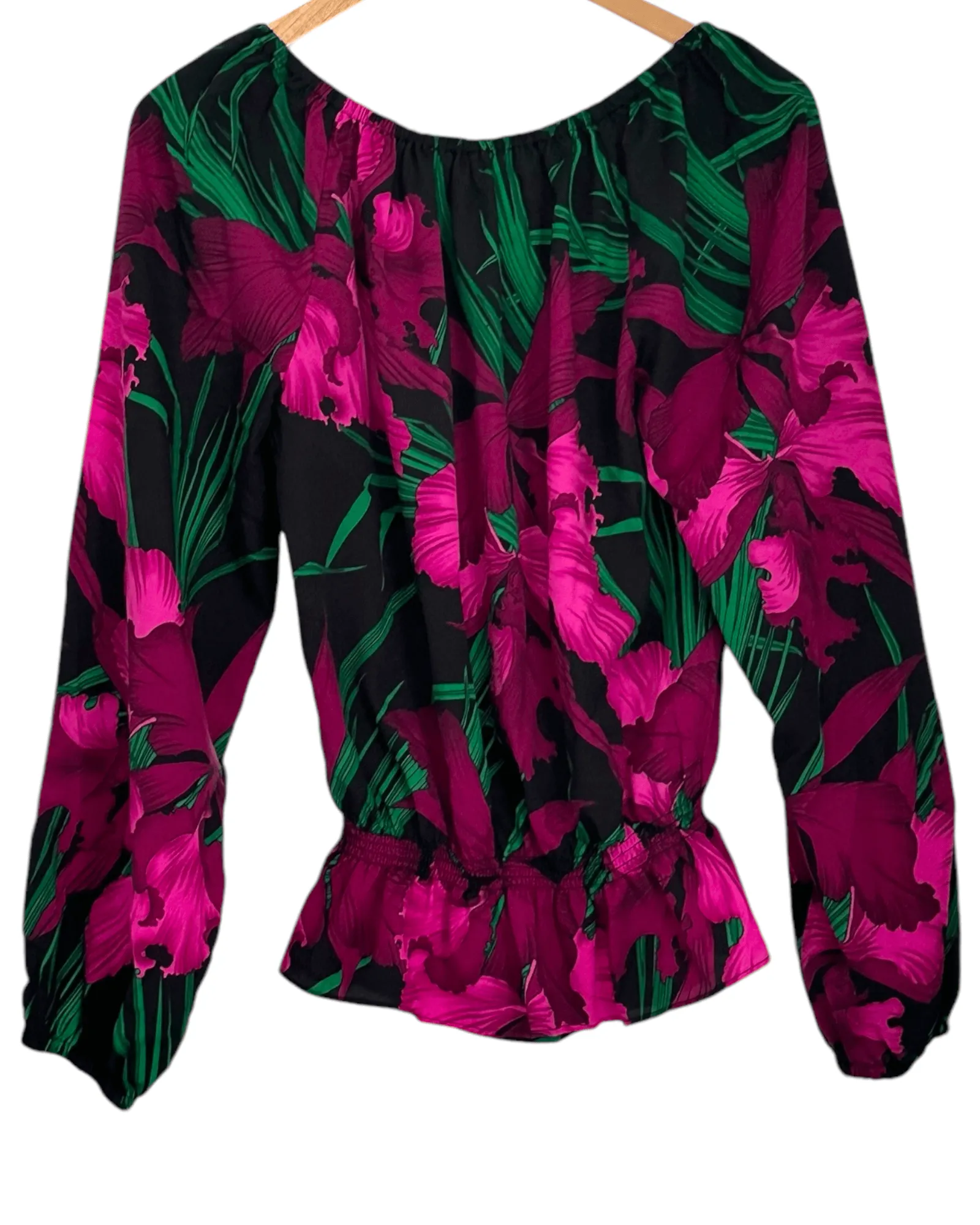 Bright Winter Iris Print Tie-Front Blouse