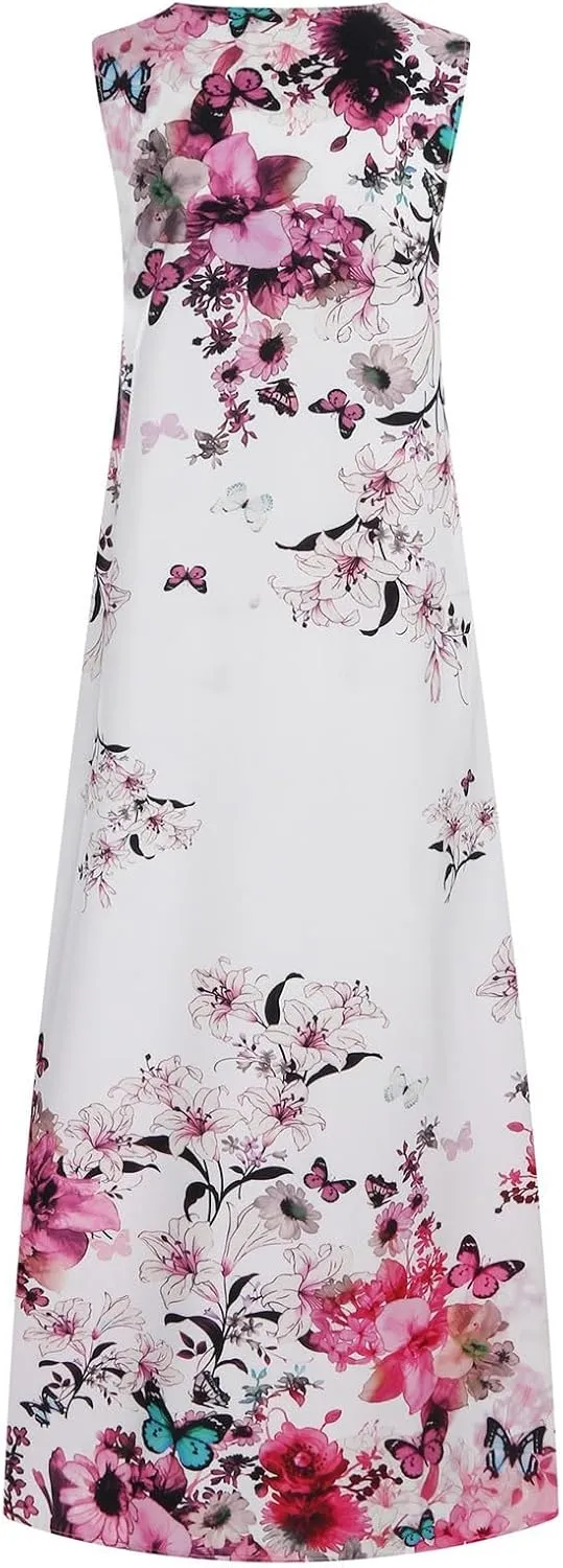 Cbcbtwo LongMaxi Dresses for Women Casual Spring Summer Fasion 2025 Sleeveless V-Neck Beach Dress Floral Print Vacation Dress