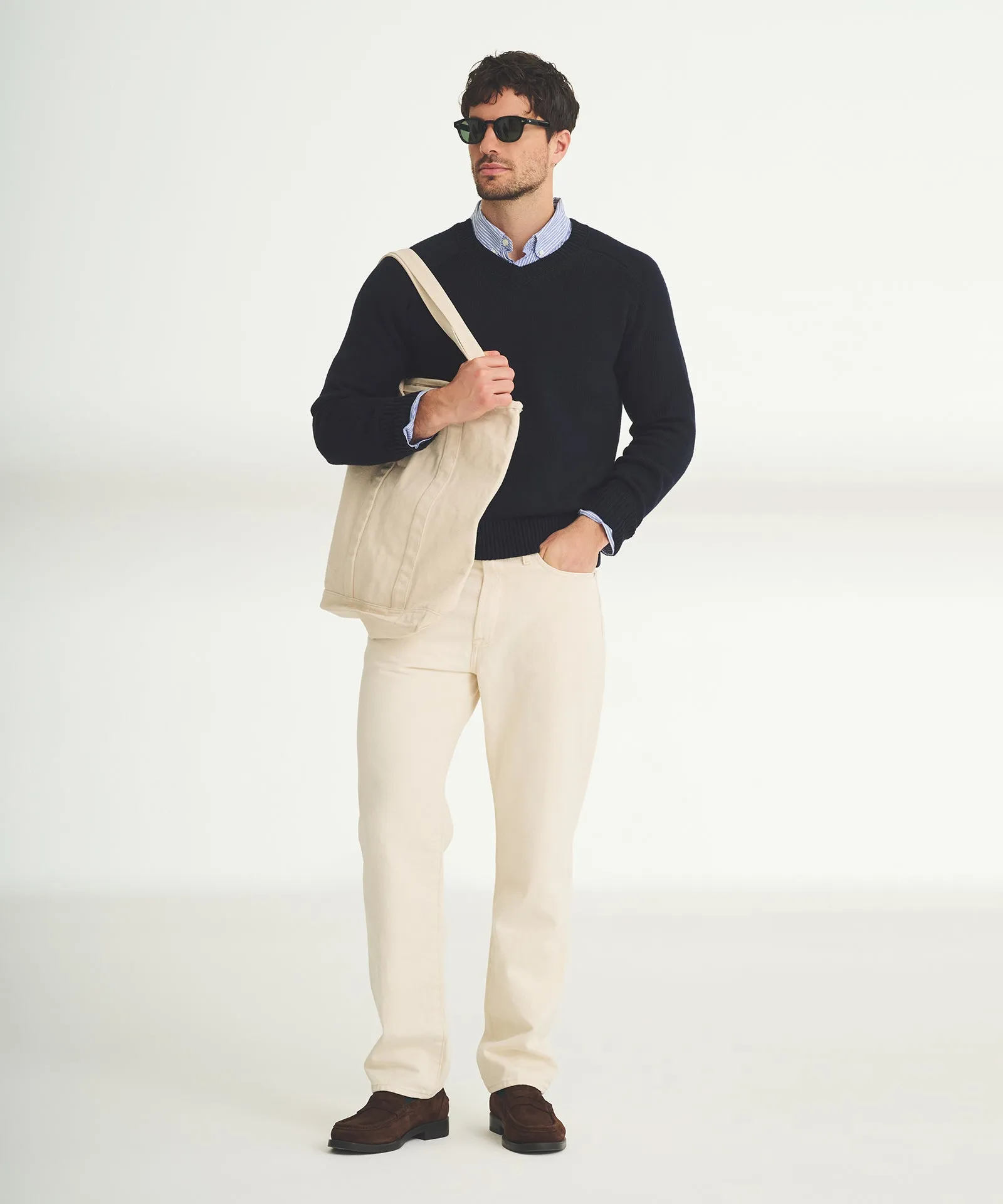 Cotton Relaxed V-Neck Sweater