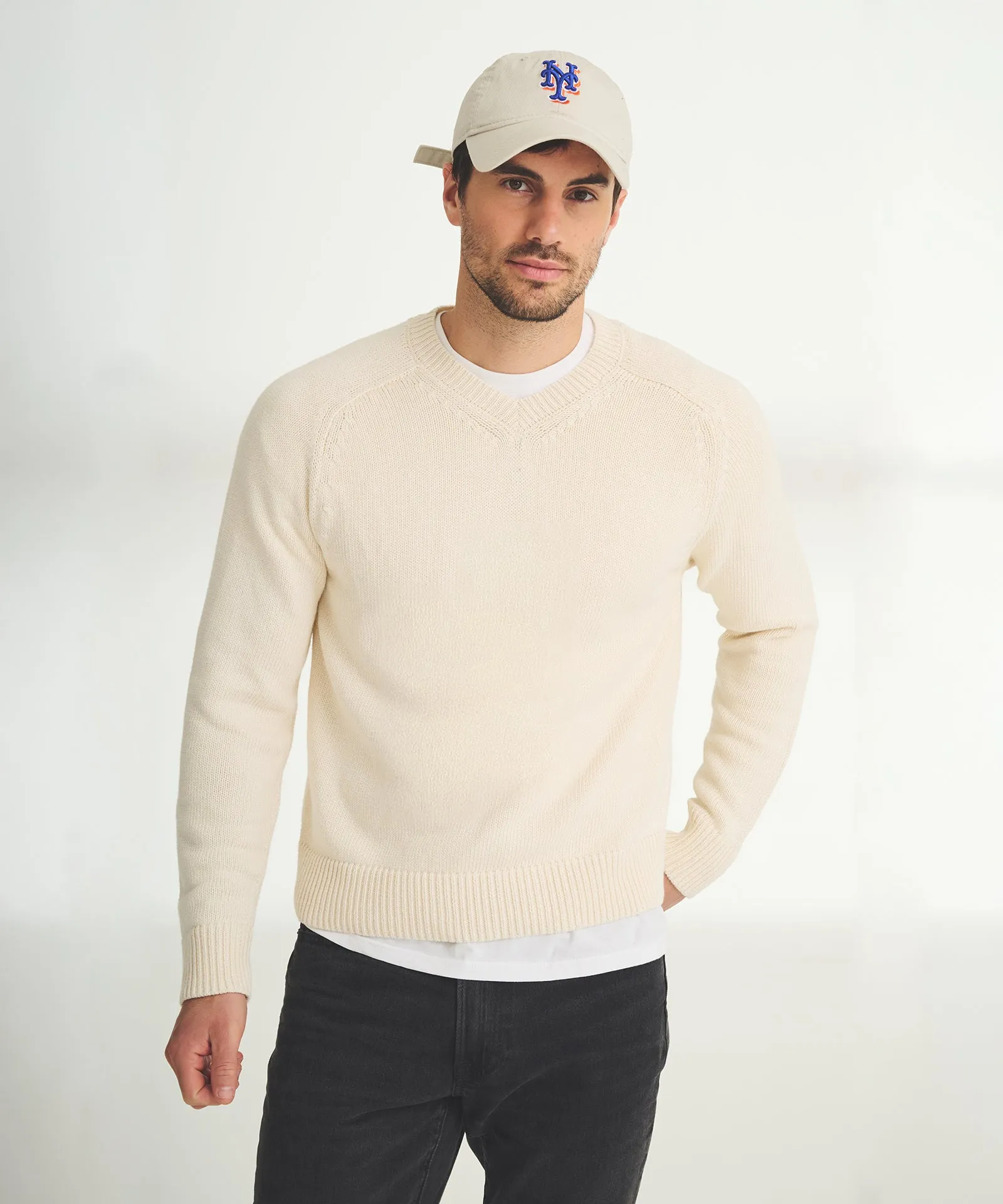 Cotton Relaxed V-Neck Sweater