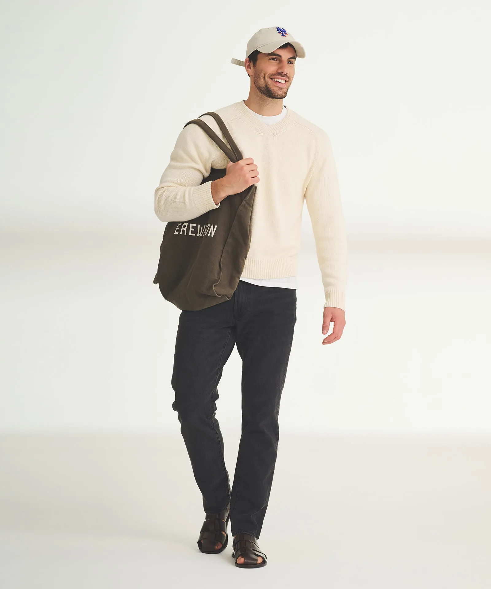 Cotton Relaxed V-Neck Sweater