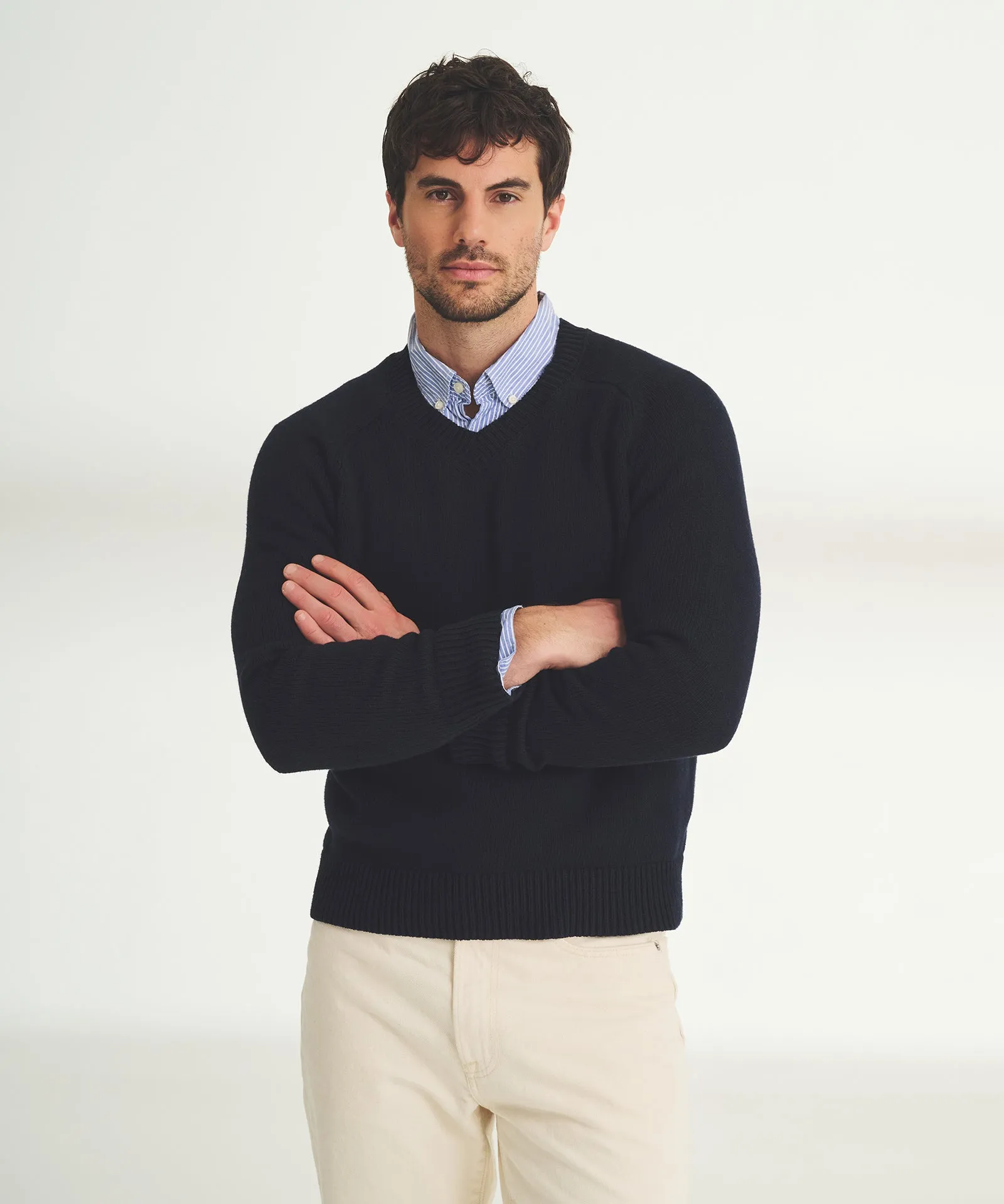 Cotton Relaxed V-Neck Sweater