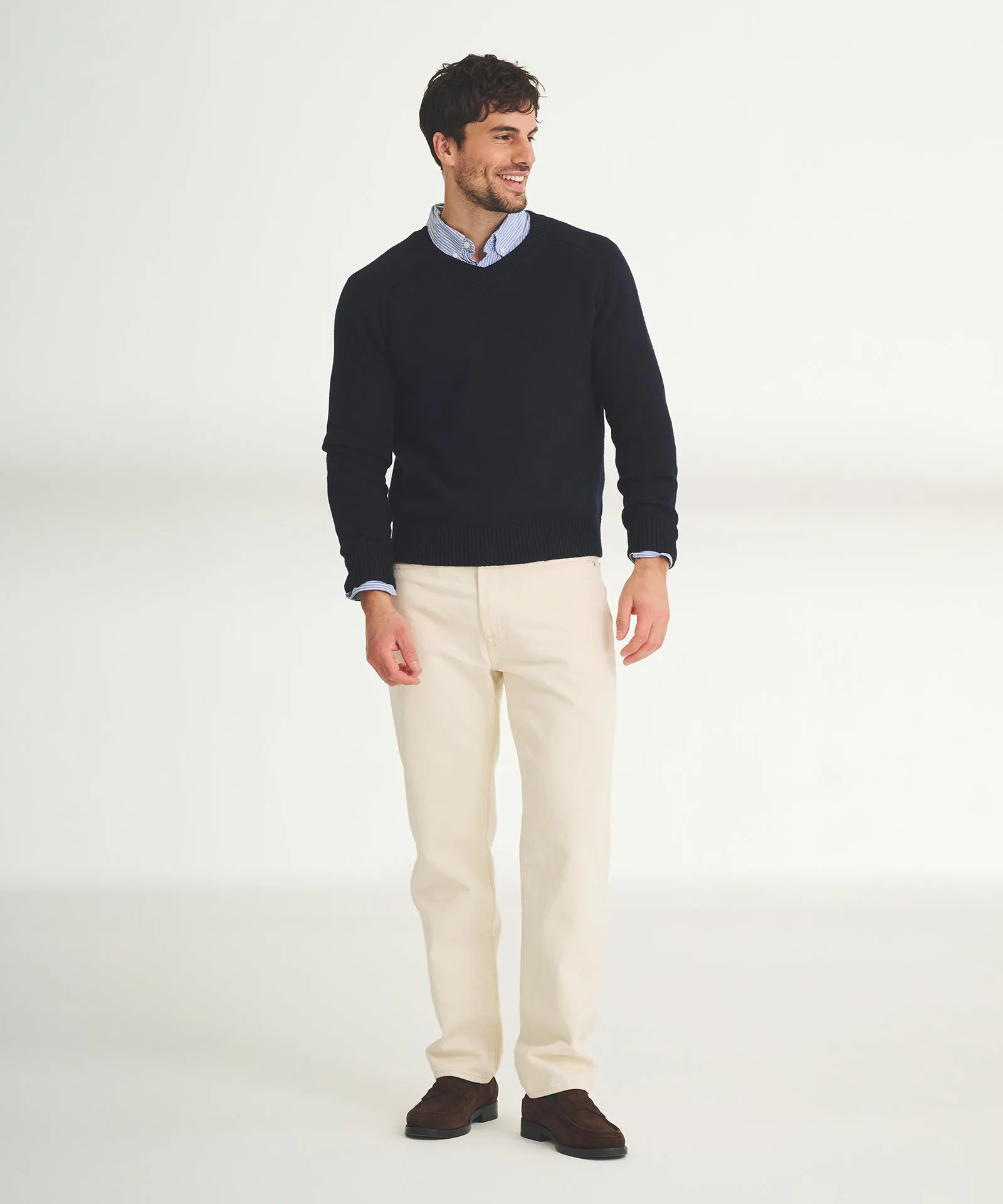 Cotton Relaxed V-Neck Sweater