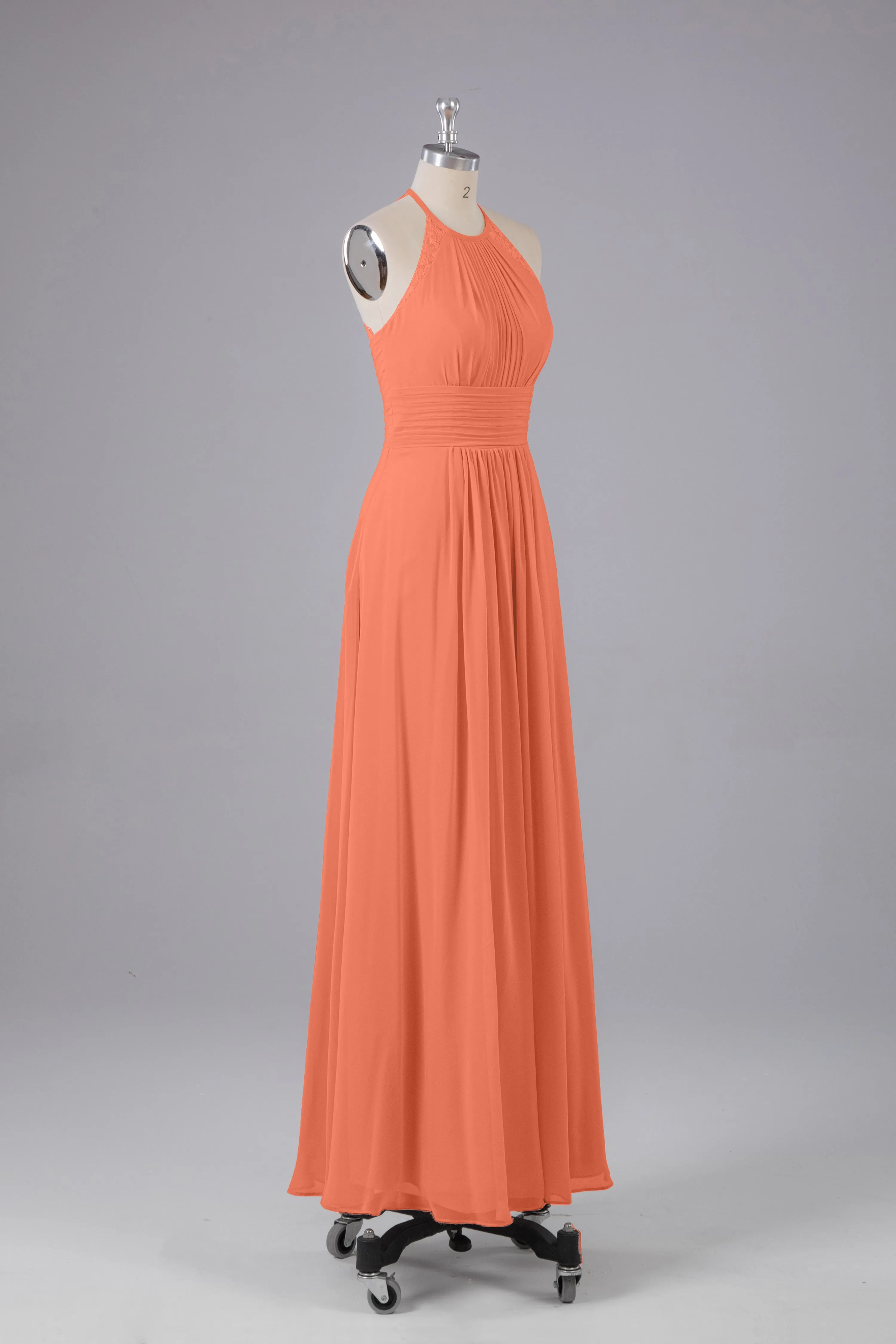 Elegant Chiffon Halter Floor Length Bridesmaid Dresses