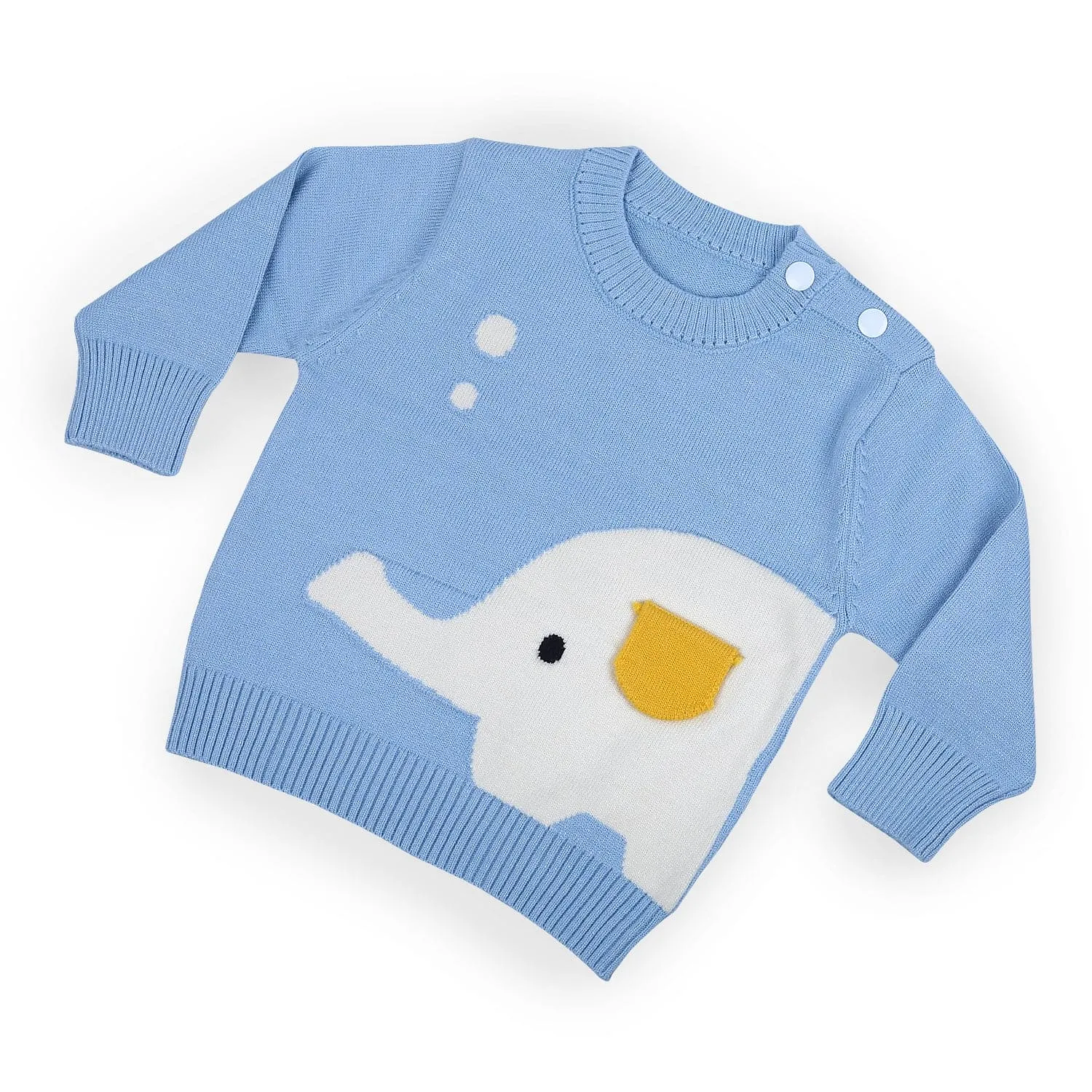 Elephant With 3D Ear Premium Full Sleeves Knitted Sweater - Blue