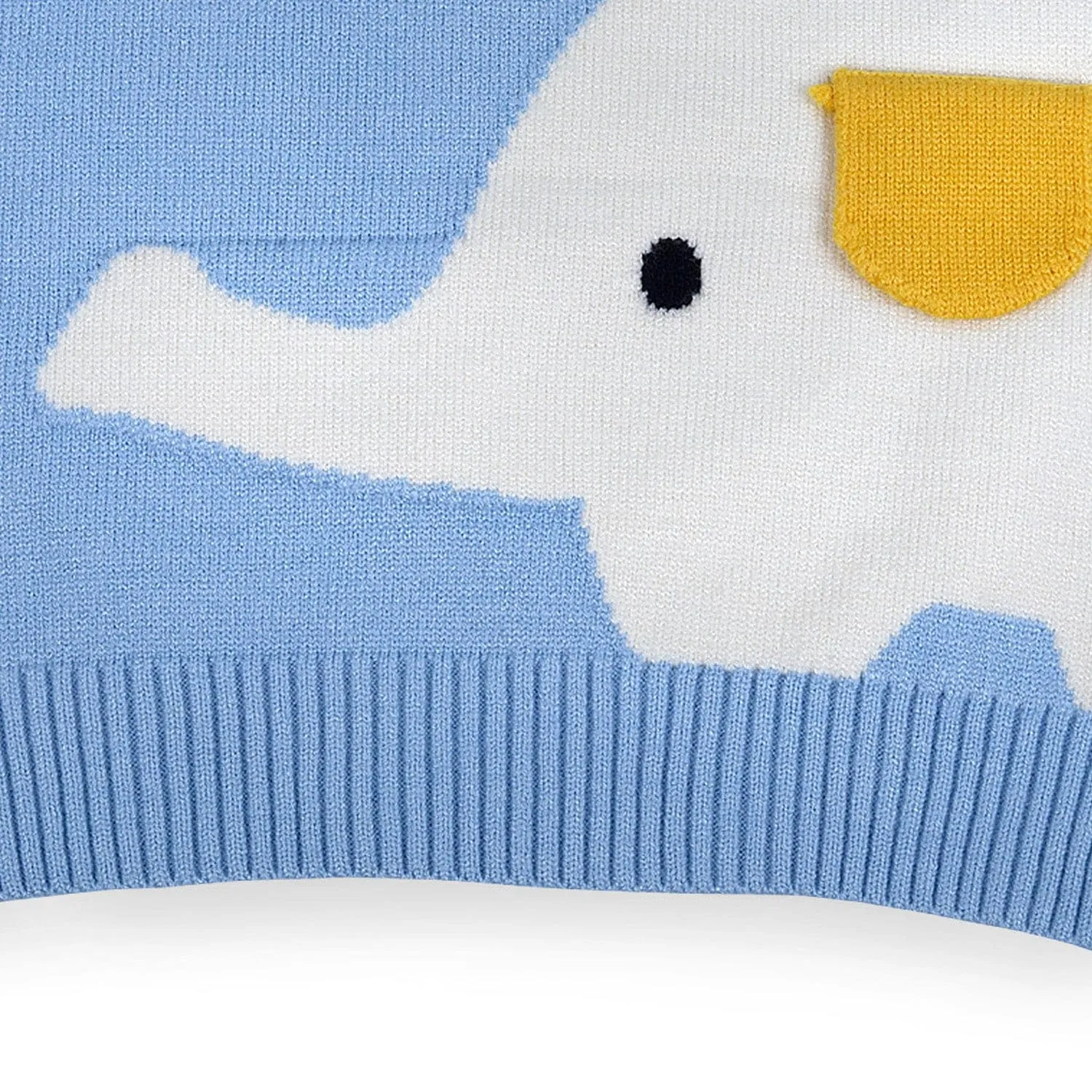 Elephant With 3D Ear Premium Full Sleeves Knitted Sweater - Blue