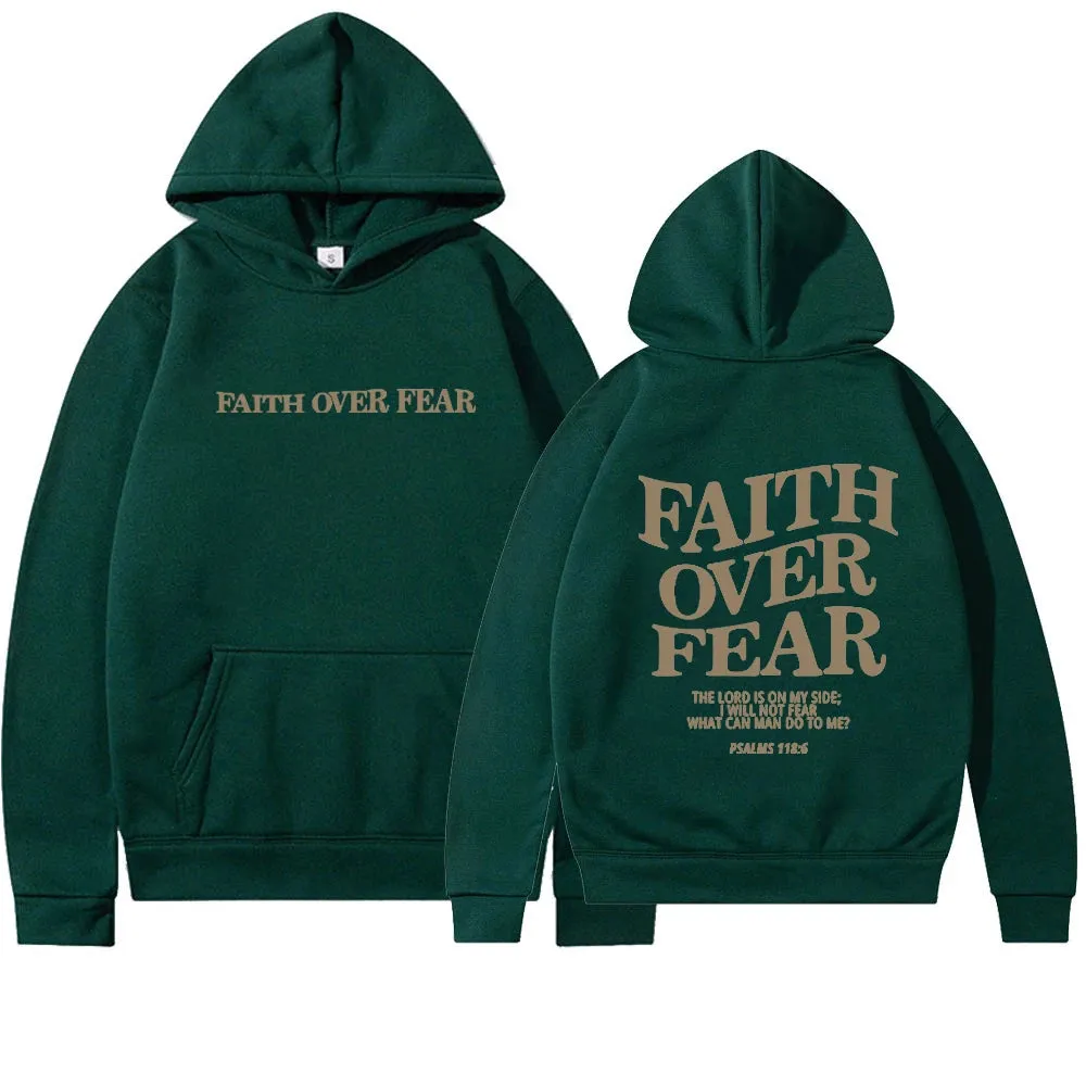 Faith over Fear Christian Hoodie Christian Sweatshirt Jesus Hoodie Trendy Hoodie Bible Verse Shirt Unisex Aesthetic Clothes