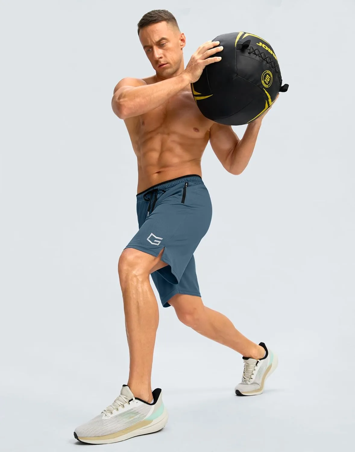 G Gradual Men's Gym Shorts wtih Zipper Pocket 9" Athletic Basketball Mesh Shorts for Men Workout Quick Dry Lightiweight