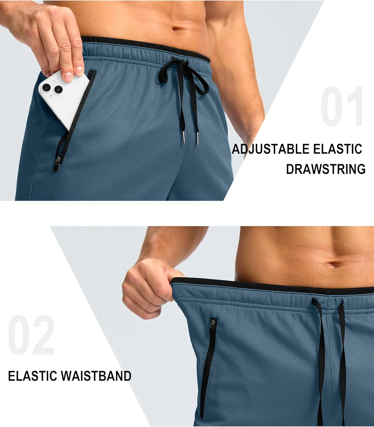 G Gradual Men's Gym Shorts wtih Zipper Pocket 9" Athletic Basketball Mesh Shorts for Men Workout Quick Dry Lightiweight