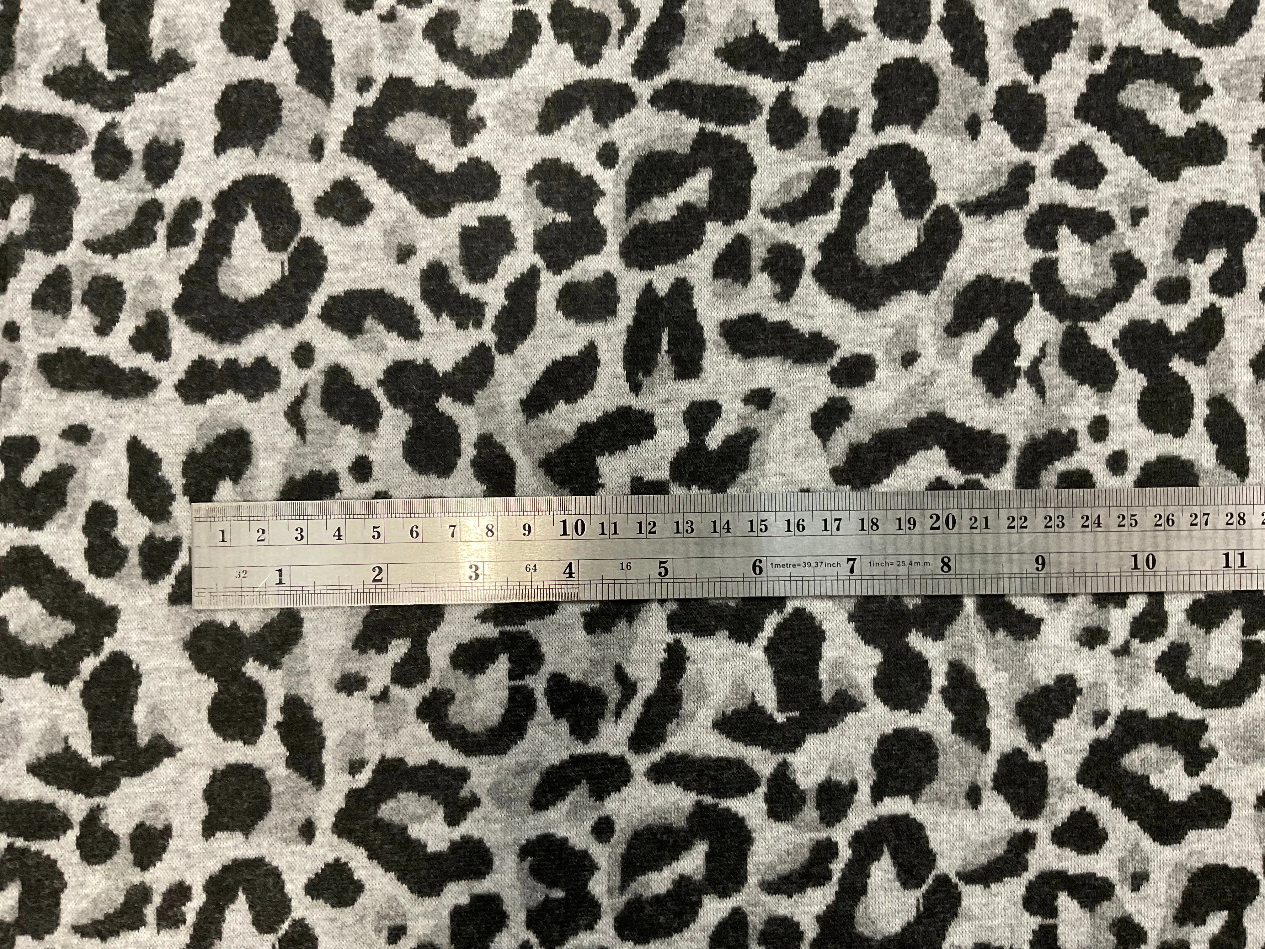 Grey Leopard Interlock Jacquard Knit
