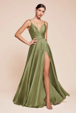 Hannah Satin Maxi Gown (Greenery)