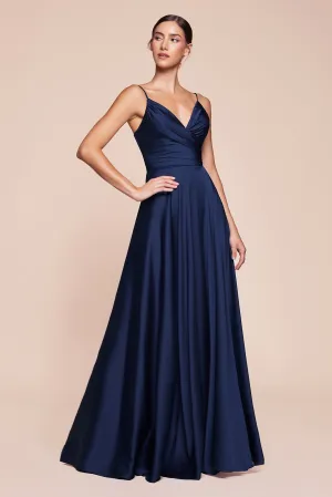 Hannah Satin Maxi Gown (Navy)