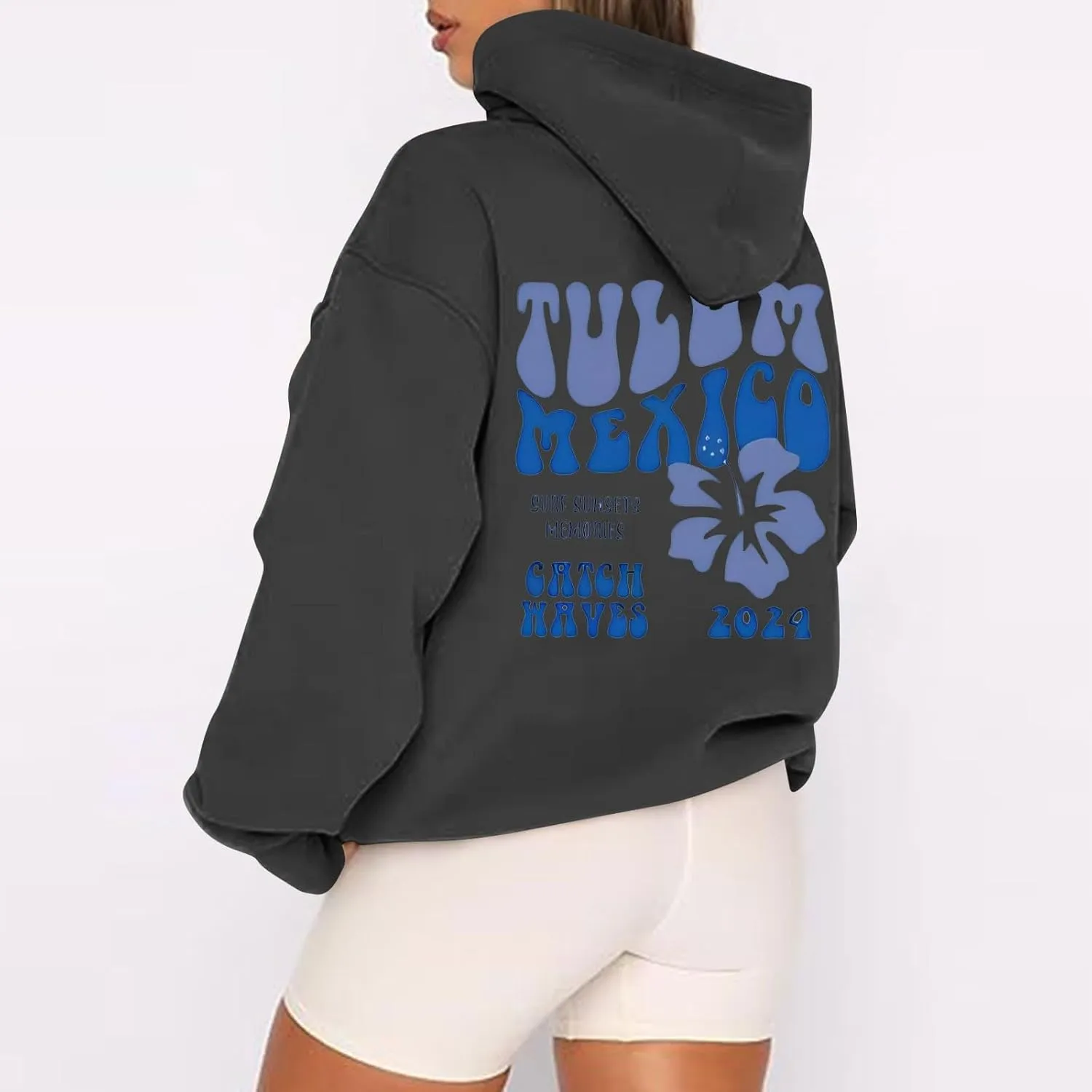 Hoodies Y2k Letter Graphic Hoodies for Women 2024 Preppy Sweatshirts Long Sleeve Drawstring Zipper Pockets Pullover