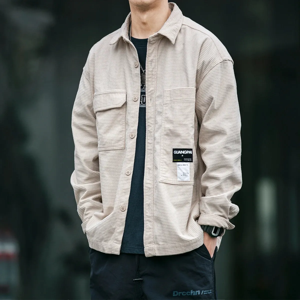 Japanese Streetwear Waffle Plaid Shirts Tops Loose Casual Coat