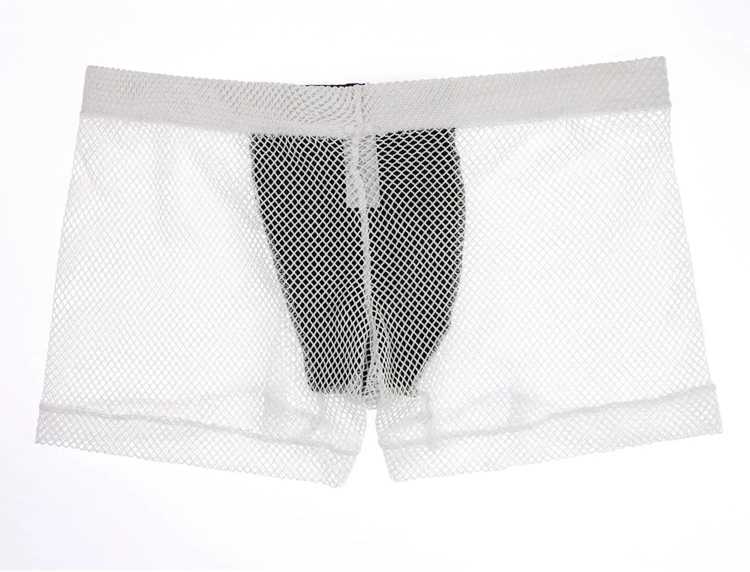 JEKE-DG Men's Faux Leather Low Rise Boxer Briefs See Through Sexy Shorts Pants Breathable Erotic Clubwear Underwear