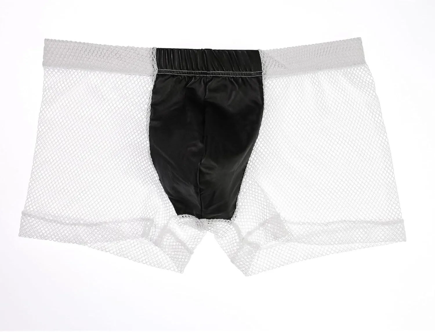 JEKE-DG Men's Faux Leather Low Rise Boxer Briefs See Through Sexy Shorts Pants Breathable Erotic Clubwear Underwear