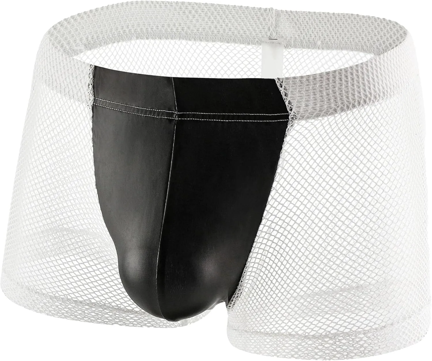 JEKE-DG Men's Faux Leather Low Rise Boxer Briefs See Through Sexy Shorts Pants Breathable Erotic Clubwear Underwear