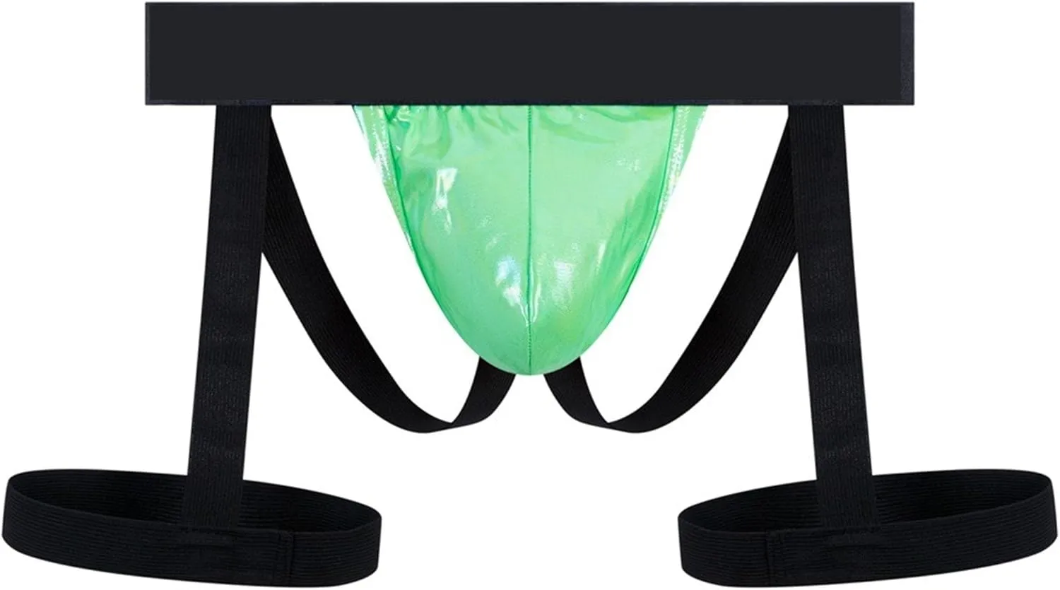 JEKE-DG Men's Faux Leather See Through Thong Hollow Out Erotic Boxer Briefs Low Rise Sexy Breathable Clubwear Underwear