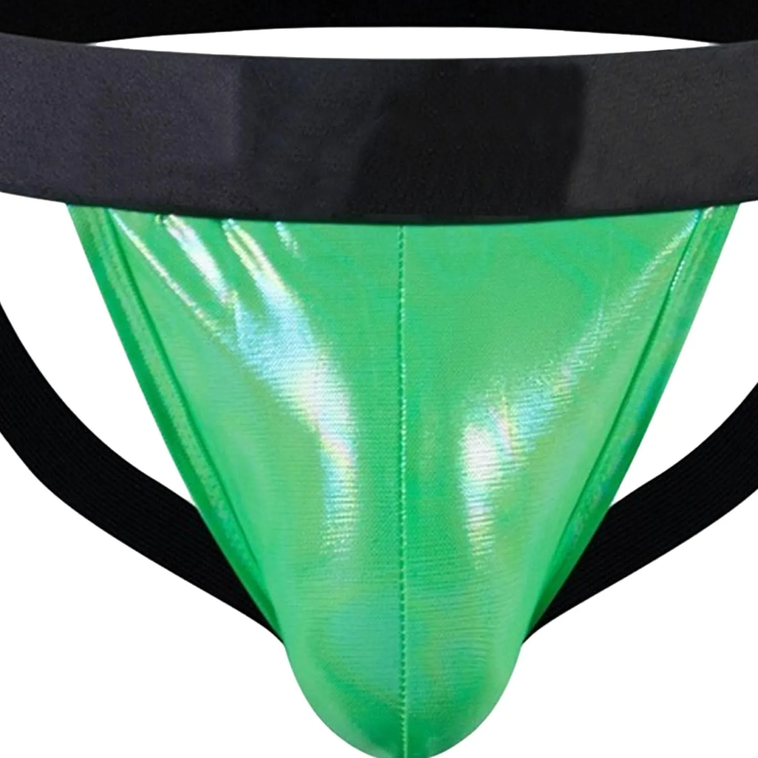 JEKE-DG Men's Faux Leather See Through Thong Hollow Out Erotic Boxer Briefs Low Rise Sexy Breathable Clubwear Underwear