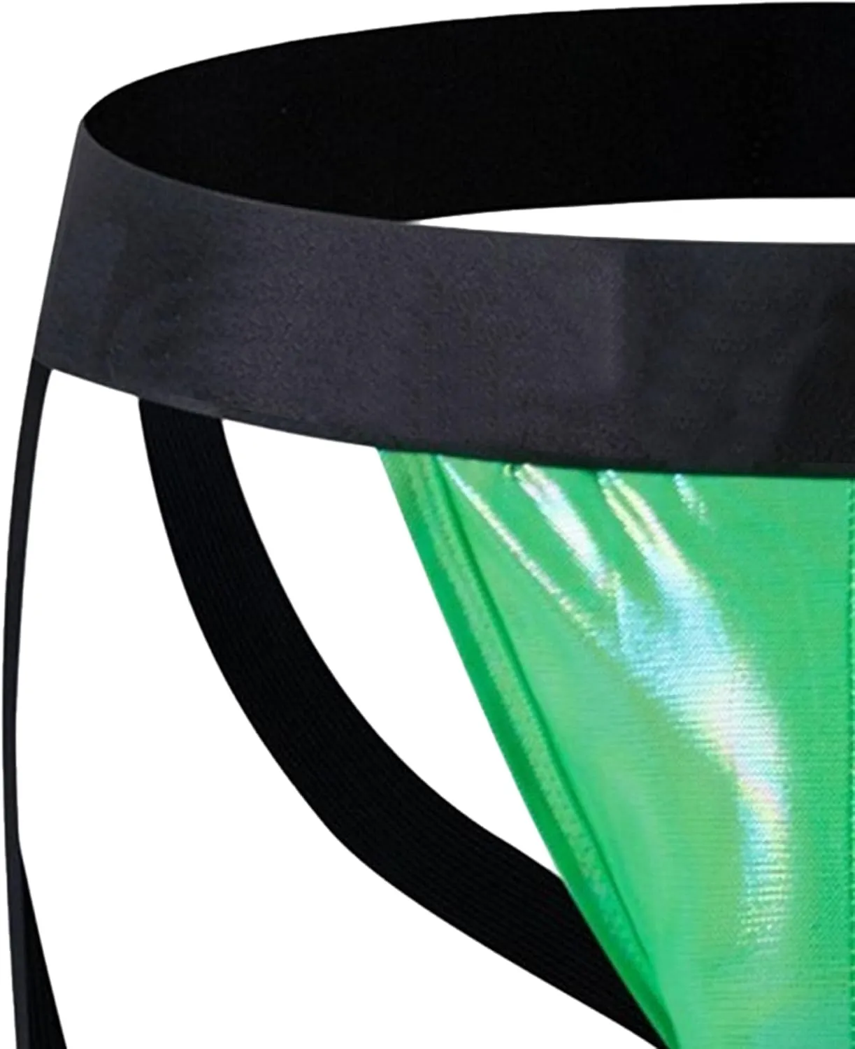 JEKE-DG Men's Faux Leather See Through Thong Hollow Out Erotic Boxer Briefs Low Rise Sexy Breathable Clubwear Underwear