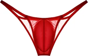 JEKE-DG Men's Ice Silk Sexy Bulge Pouch Briefs See Through Jockstrap Mesh Thong Lingerie Erotic Low Waist Clubwear Underwear