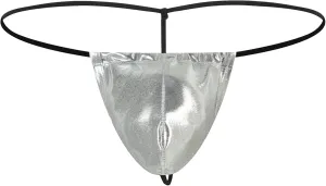 JEKE-DG Men's Leather Jockstrap T-Back Thongs Low Rise Funny Sexy Briefs Hollow Out Bulge Pouch Underwear
