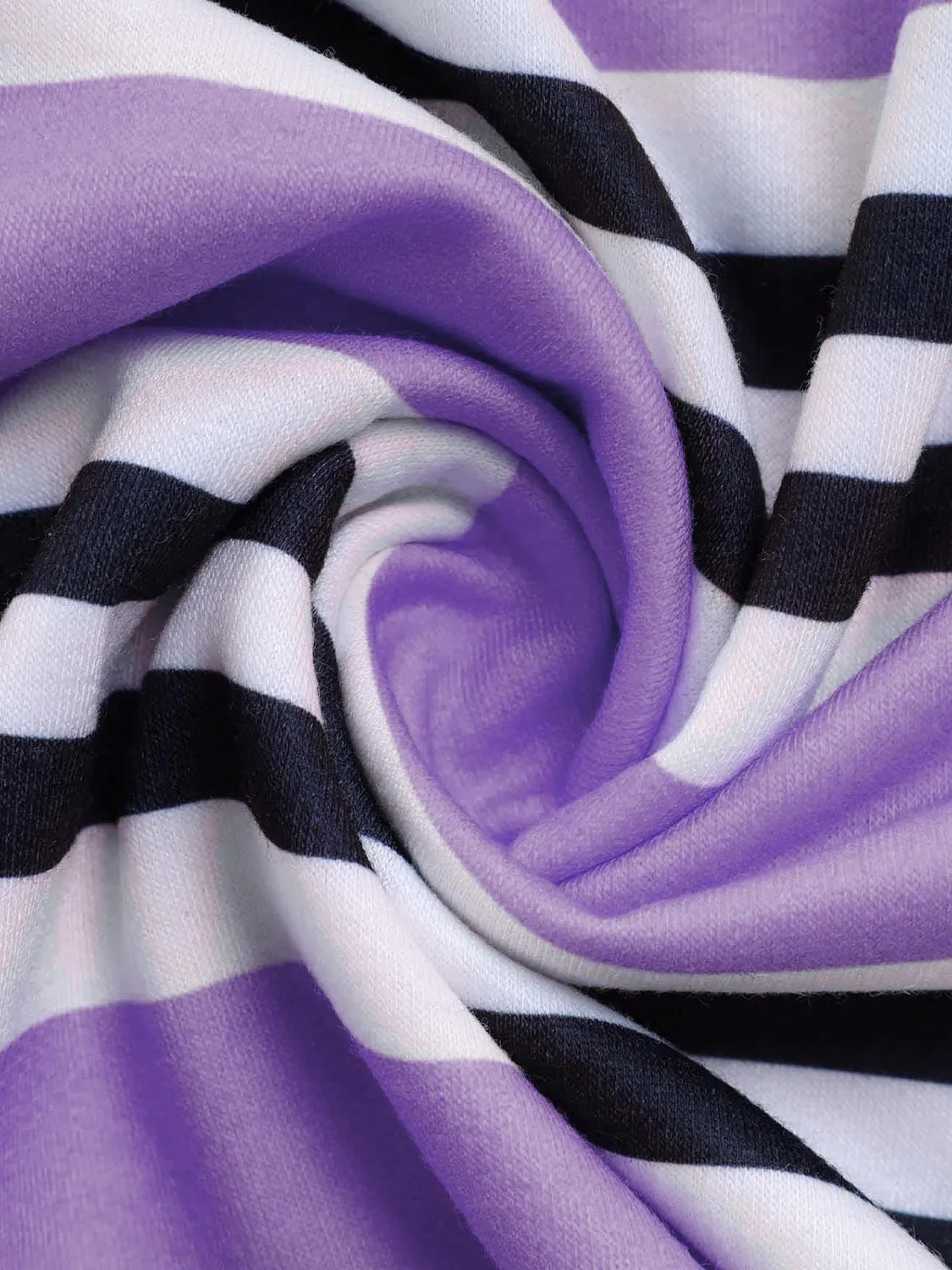 kesley Flower & Striped Print Round Neck Sweatshirt