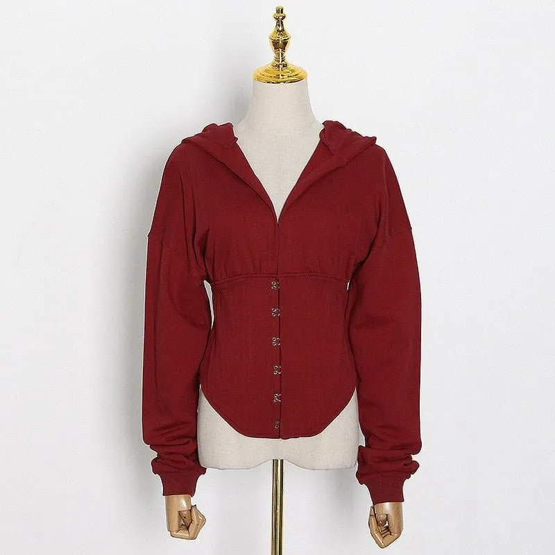 Lace Up Corset Hoodie - Trendy Zip-Up High Street Sweatshirt for Women | NINA ELIZA