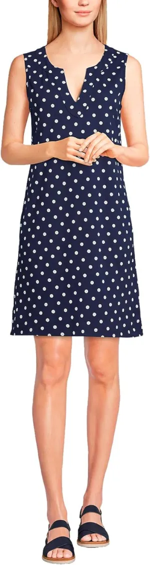 Lands' End Women's Cotton Jersey Sleeveless Swim Cover-up Dress