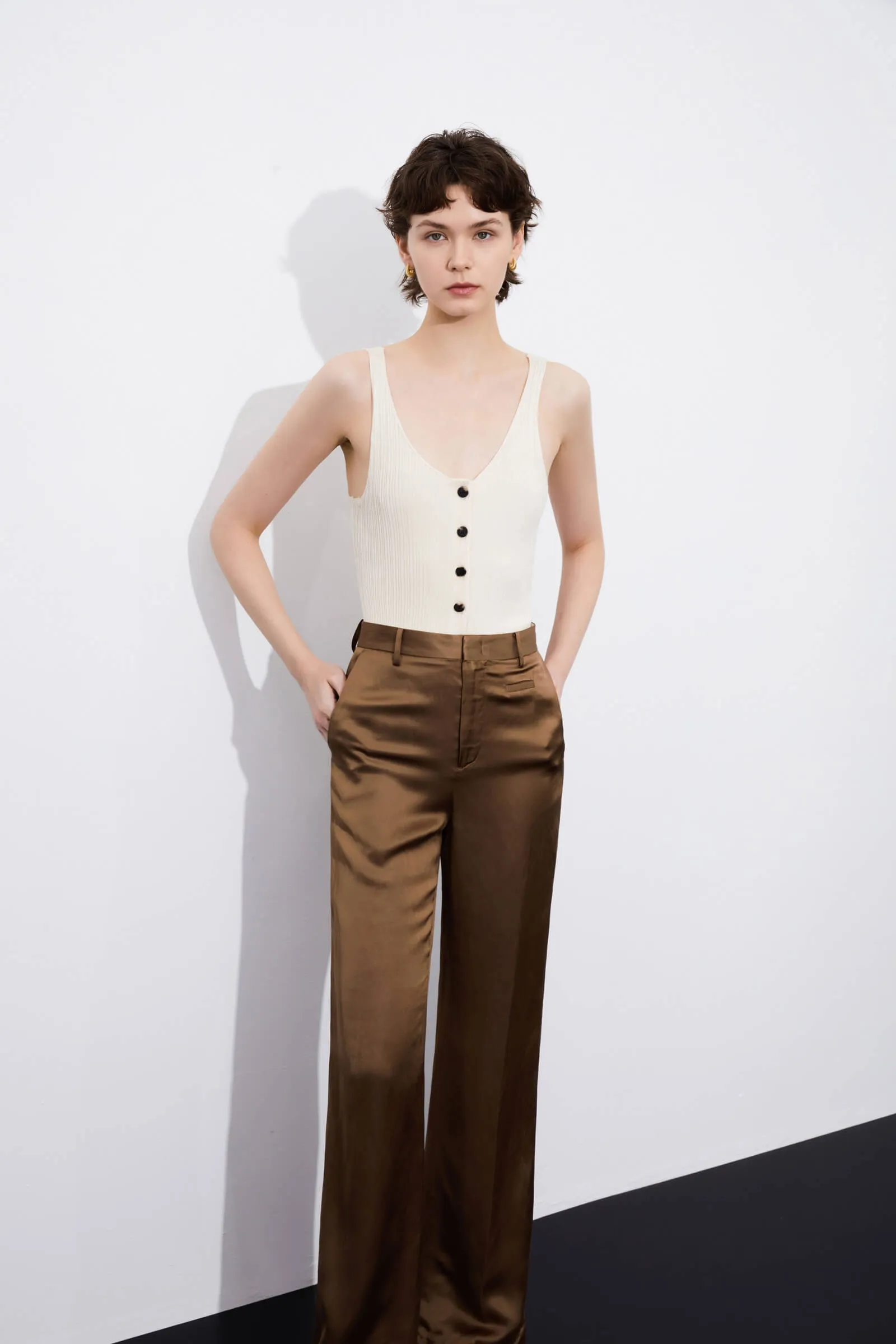 LILY Solid Color Knitted Camisole