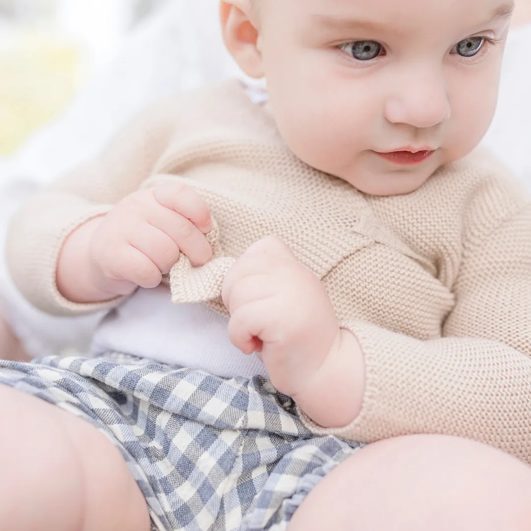 Little Royals Baby Tie-Front Sweater - Beige