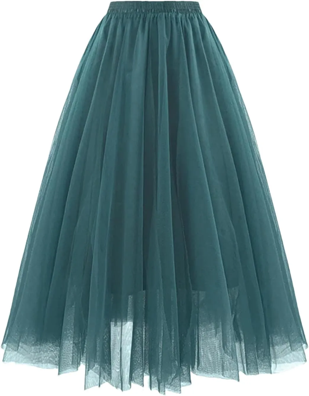 Long Maxi Tulle Skirt Spring for Women Elastic Waist Pleated Skirt Women Mesh Floor-Length Long Skirts Lady