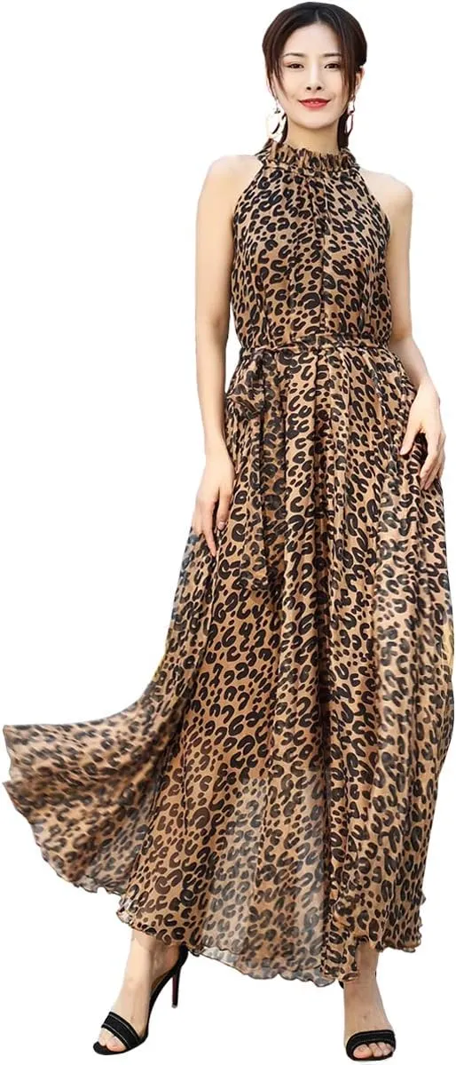 MedeShe Women's Chiffon Floral Holiday Beach Bridesmaid Maxi Dress Sundress