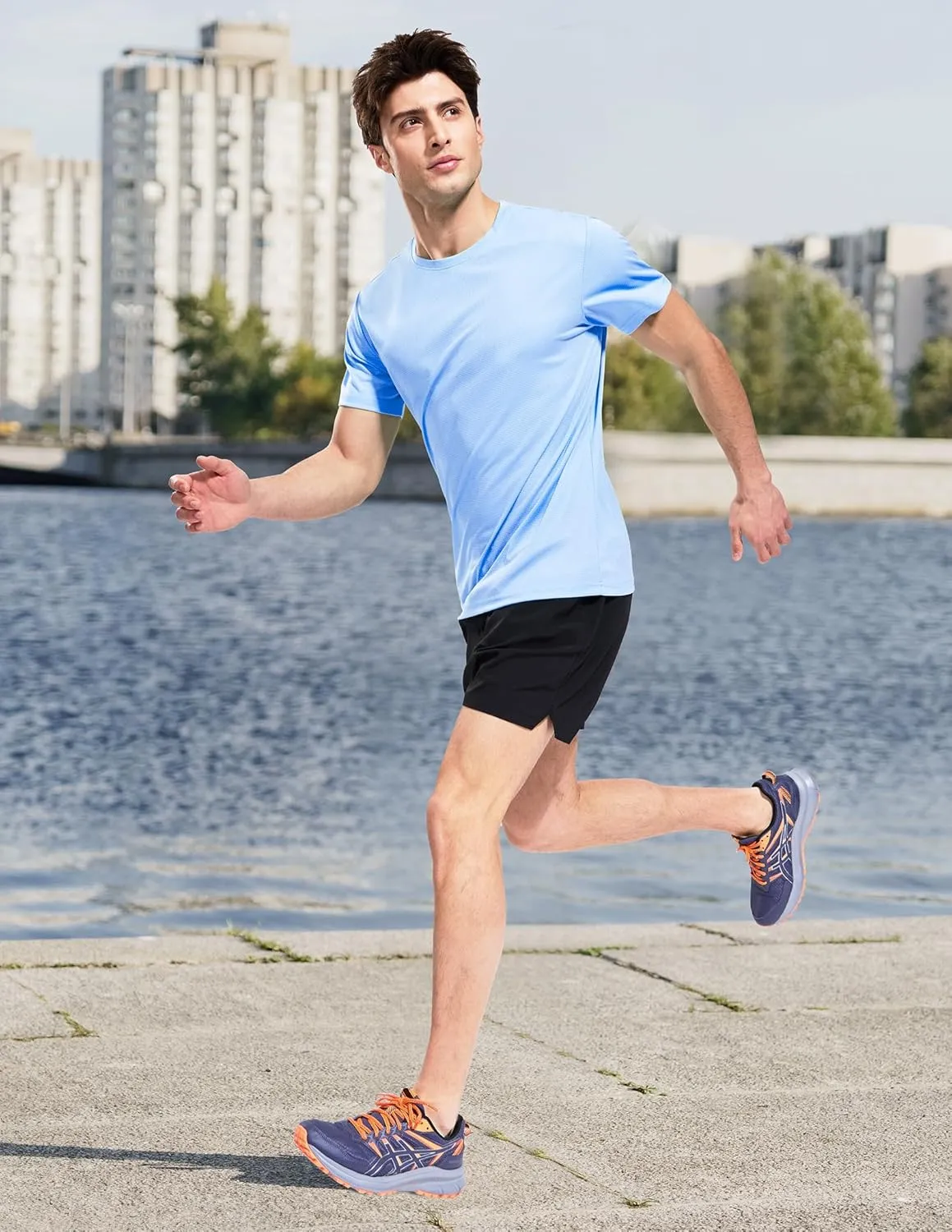 MIER Mens Dry Fit Workout T-Shirts Athletic Running Tshirt Short Sleeve Lightweight Airy Gym Sport Tee Shirt, Crew Neck