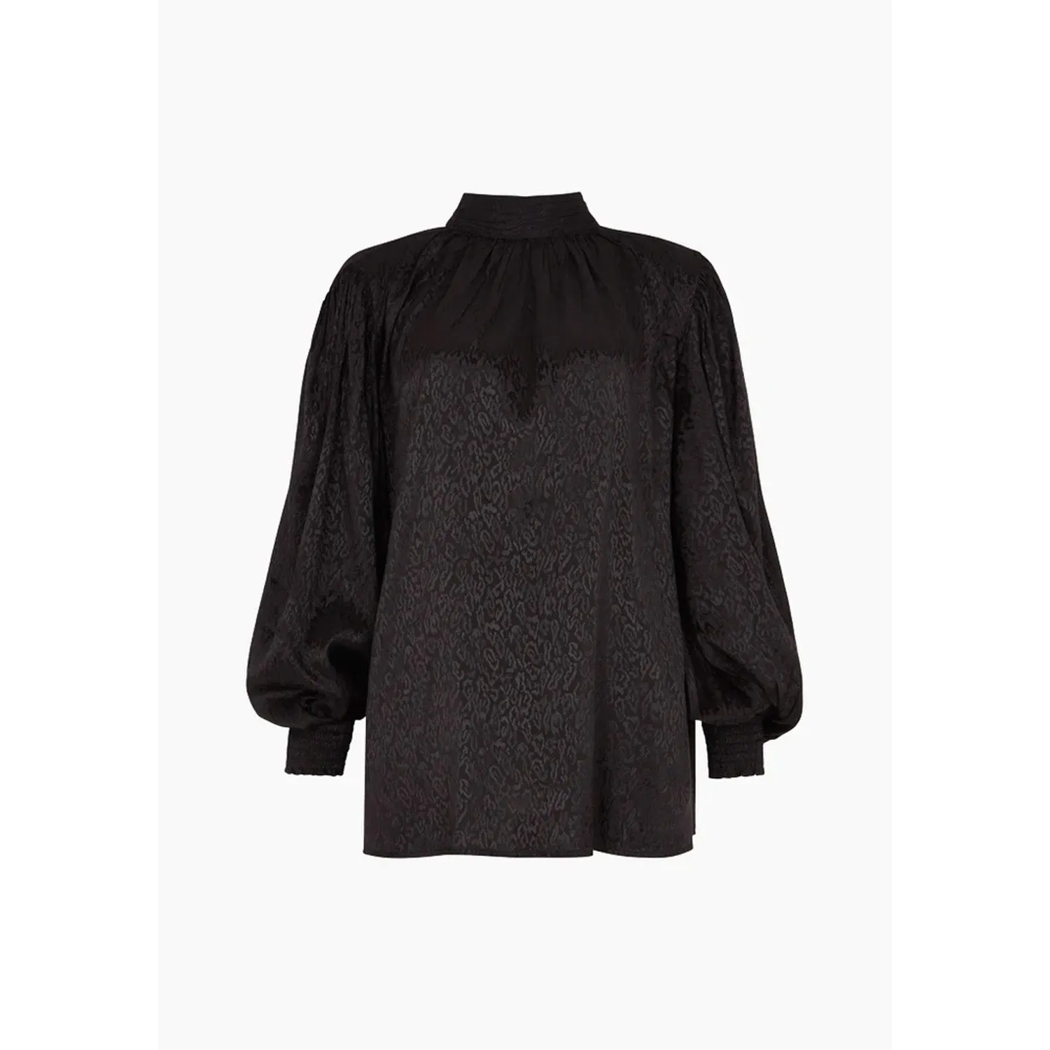 Molly Turtle Neck Animal Blouse In Black
