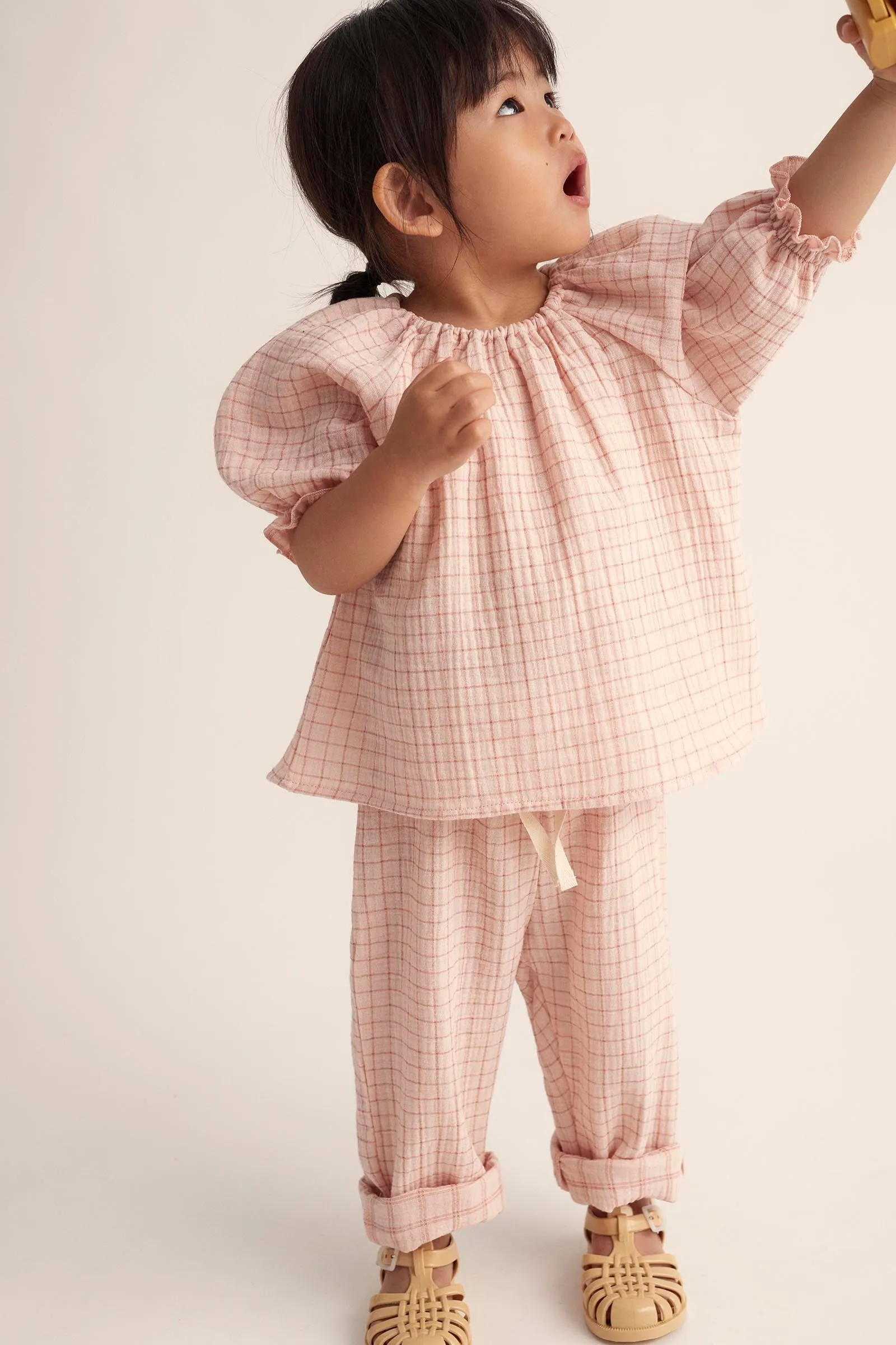 ORGANIC PLAID GAUZE BABY TOP - MAR