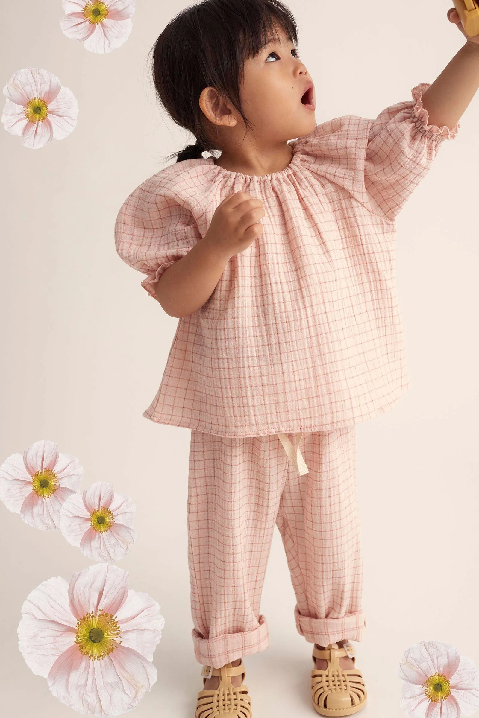 ORGANIC PLAID GAUZE BABY TOP - MAR
