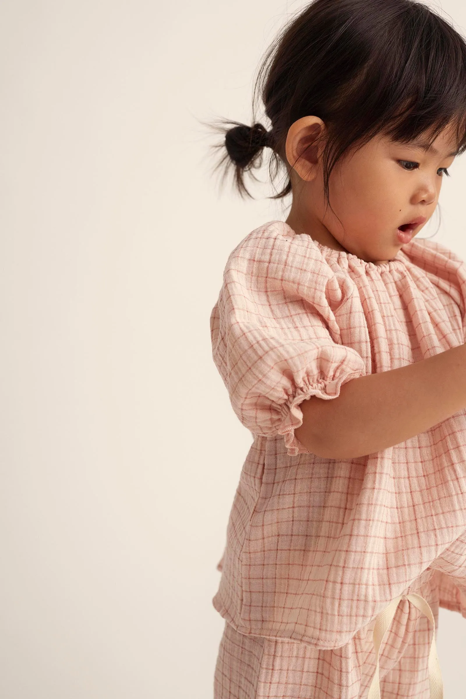 ORGANIC PLAID GAUZE BABY TOP - MAR