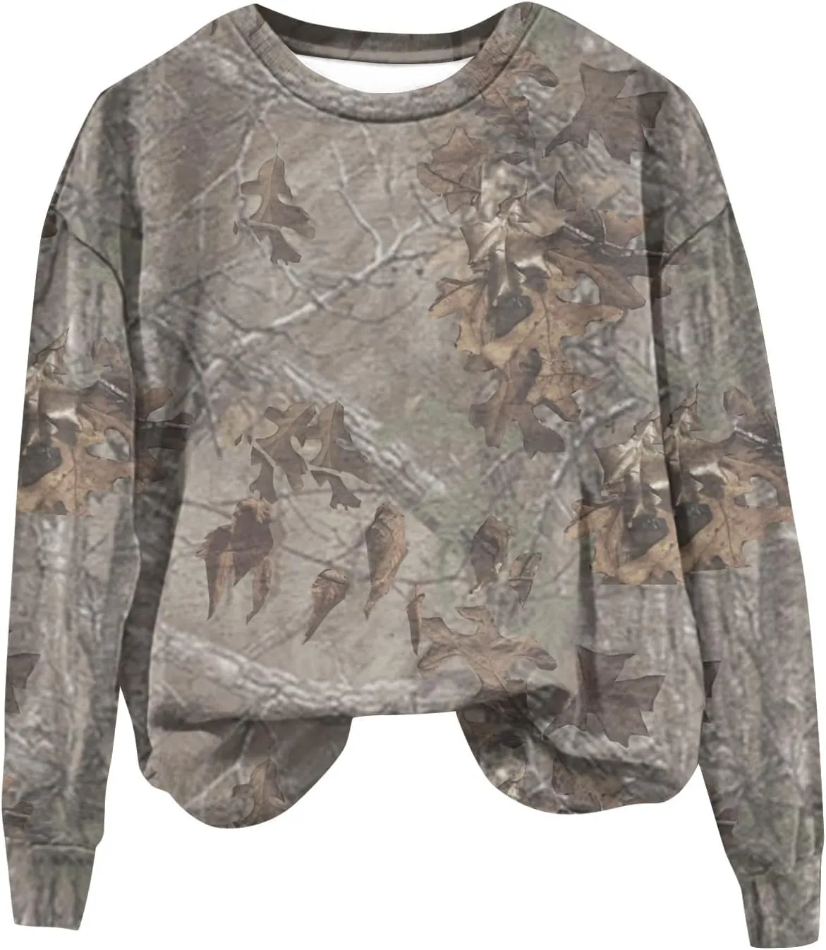 Oversized Camo Sweatshirt For Women Graphic Crewneck Pullover Leaf Print Fall Clothes 2024 Long Sleeve Tops