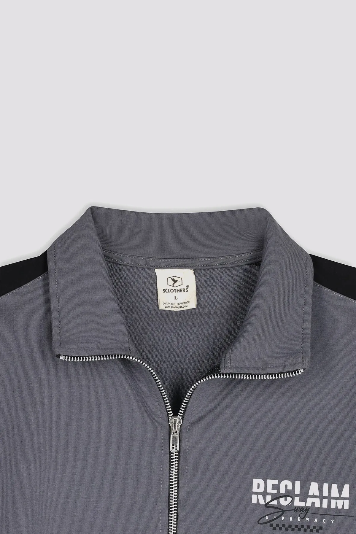 Pewter Grey Panelled Zipper Jacket - W23 - MJ0011R