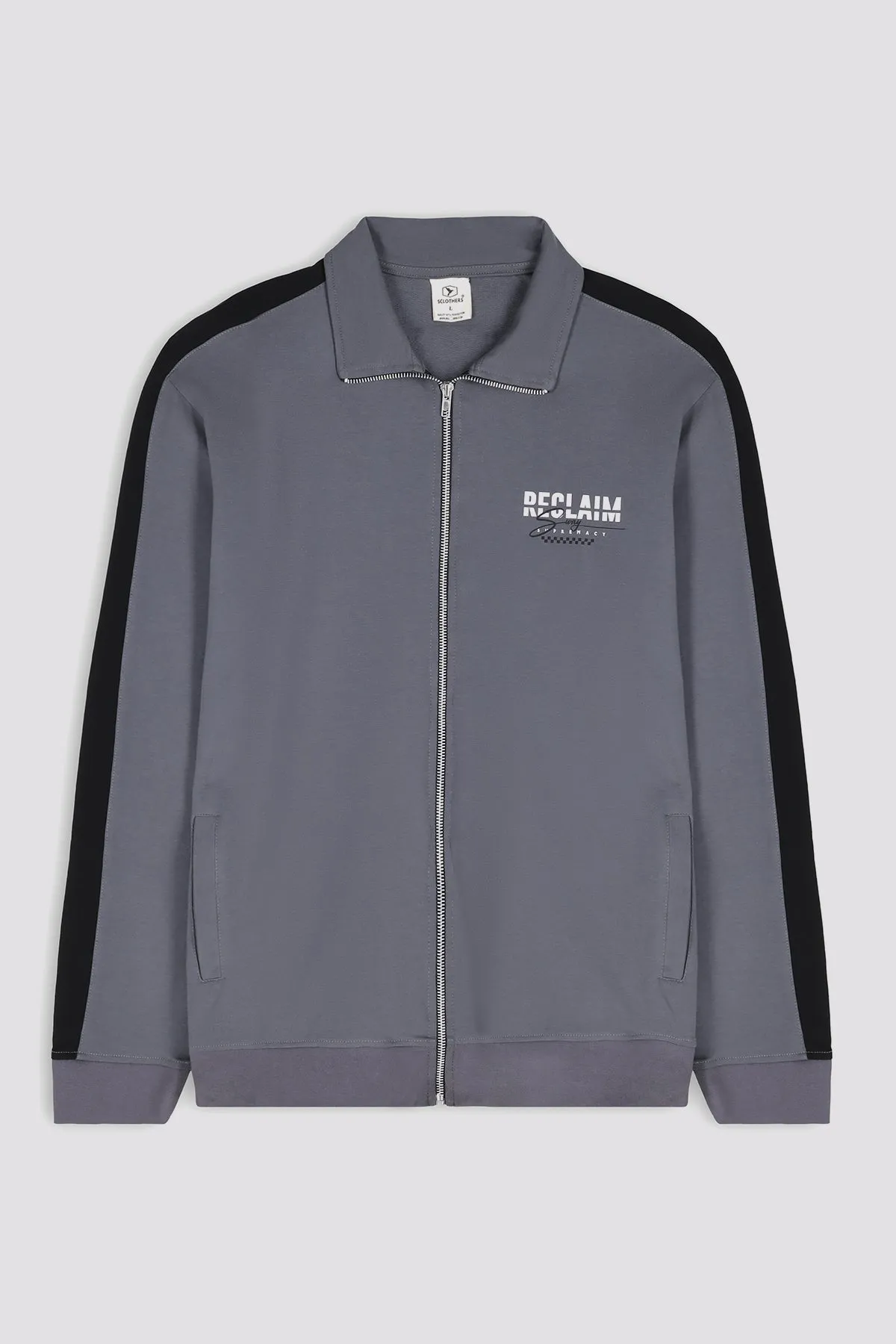 Pewter Grey Panelled Zipper Jacket - W23 - MJ0011R