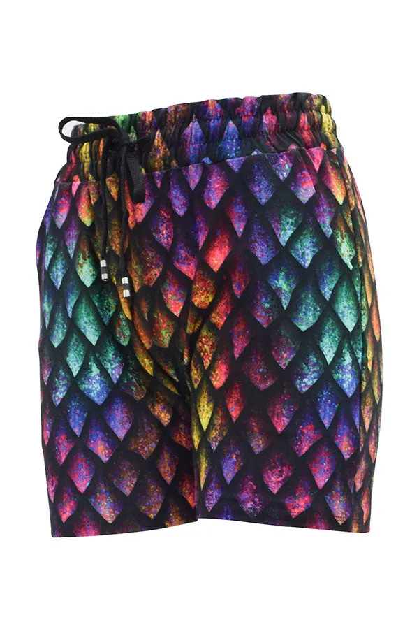 Rainbow Dragon Scales Jogger Shorts