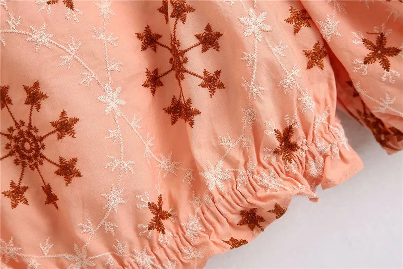 RUFFLED CROPPED TOP WITH PUFF SLEEVES