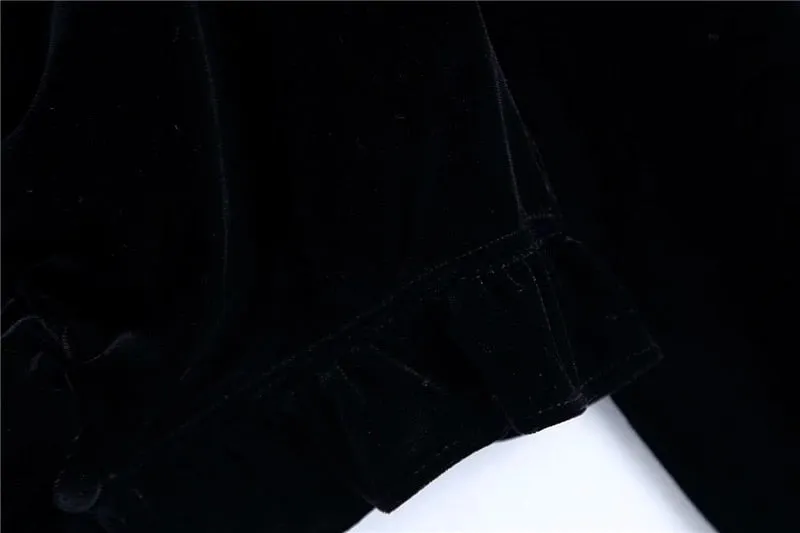 RUFFLED CROPPED VELVET BLOUSE