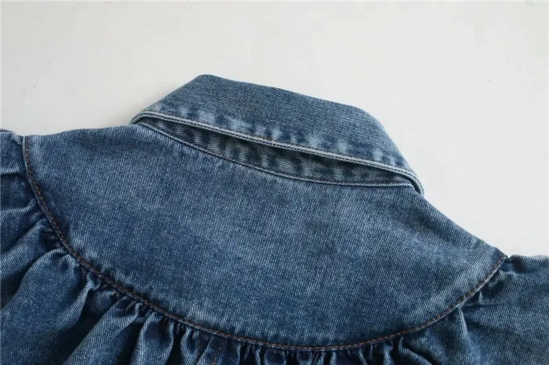 RUFFLED DENIM BLOUSE