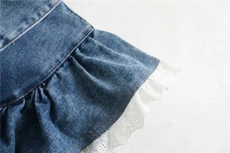 RUFFLED DENIM BLOUSE