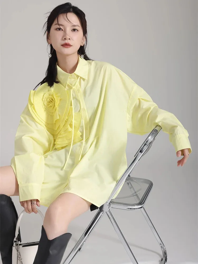 Sheltey Ruffle Flower Blouse - Yellow